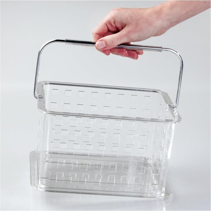 iDesign Small Clear Shower Caddy with Handle | Portable, Shower Organizer, For Dorm or Bathroom