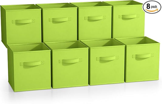 Sorbus Fabric Storage Cubes - 8 Foldable Storage Bins for Organizing Pantry, Cubbies, Toy Box - Clothes Storage & Closet Organizer - 11 Inch Collapsible Cube Baskets for Shelves with Handle