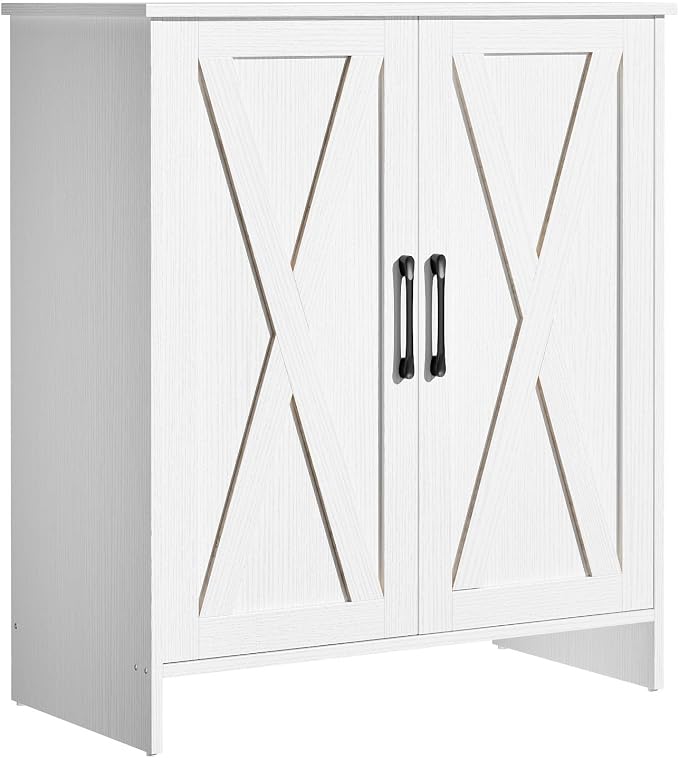 Farmhouse Shoe Storage Cabinet with Doors, 5-Tier Wooden Shoe Cabinet Organizer with 3 Adjustable Shelves, Shoe Rack Shoe Cabinet for Entryway, Hallway, White