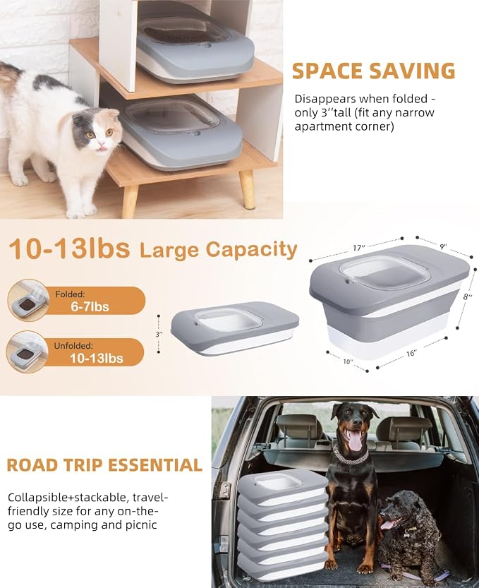 10-13 Lbs Dog Food Storage Container,Collapsible Dog Food Container | Pet Food Storage Container with Airtight Lid,Pet Food Scoop,Cat Food Storage Dry Food for Dog,Cat and Other Pets