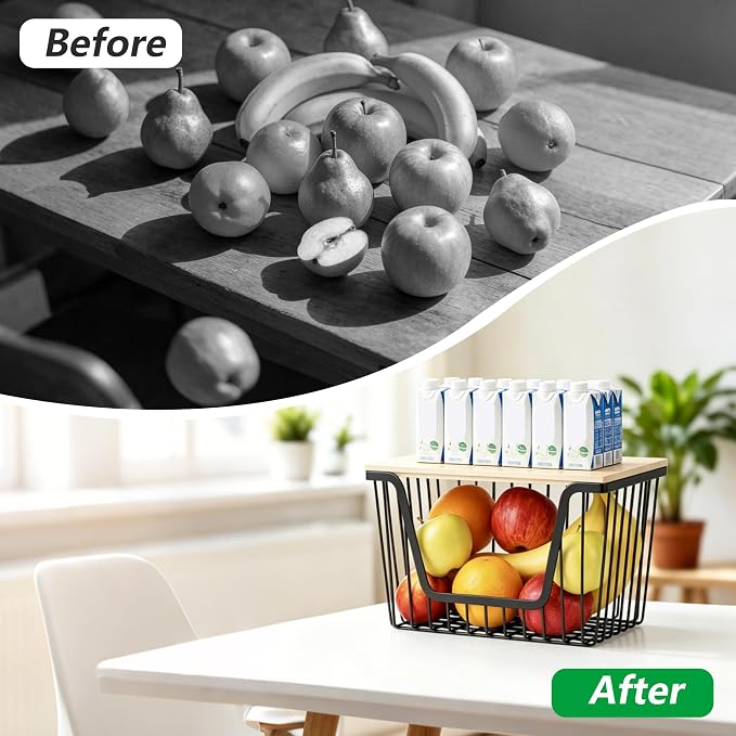 1 Pack Fruit Basket for Kitchen Counter, Stackable Pantry Organizers Storage, Large Wire Storage Basket Suitable for Storing Fruits, Onions, Potatoesand Vegetables