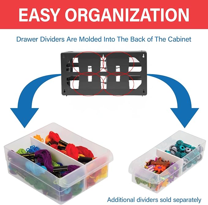 Akro-Mils 26-Drawer Plastic Storage Cabinet, 20"W x 6"D x 10"H, Black