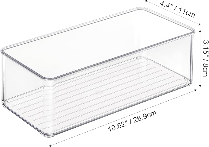 Heyuzb 4 PACK Freezer Organizer Bins Clear Stackable Storage Bins for Fridge Organization and Storage