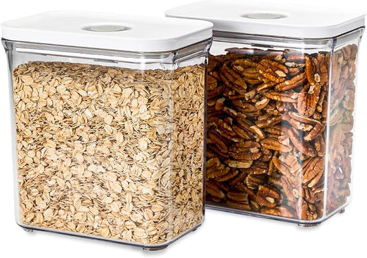 VAKUEN Premium Airtight Food Storage Containers, Rectangular 2PC-SET(2.11qt), Smart One-Click Seal Lid, 100% Leak Proof, Keep Food Fresh Longer, BPA-FREE, Dishwasher/Freezer & Microwave Safe