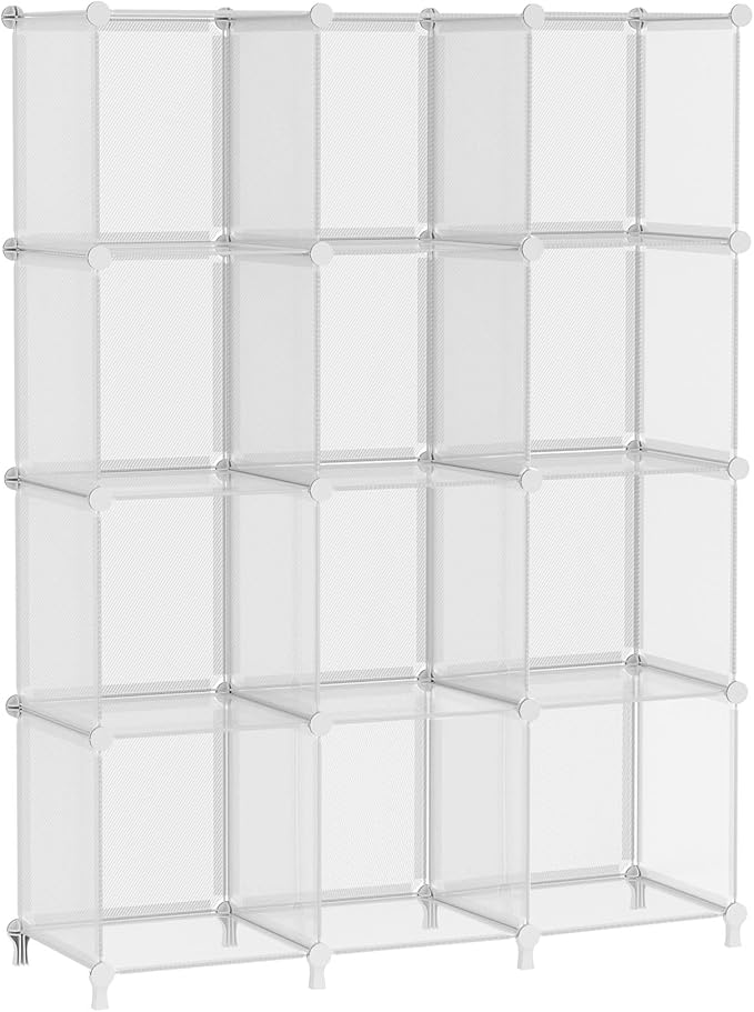 AWTATOS Closet Organizers, 12 Cube Storage Organizer, Transparent Twill | Portable Closet Organizers Storage Shelves, DIY Stackable Plastic Clothes Organizer Shelving for Home, Bedroom