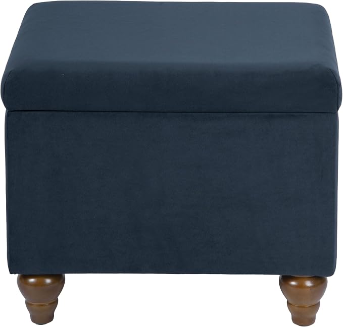 Spatial Order 22" Medium Rectangular Storage Ottoman - Blue Velvet