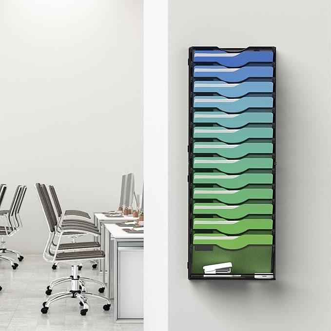 Kuntine.B Wall File Organizer Office Hanging Magazine Holder Wall File Organizer for Office Home