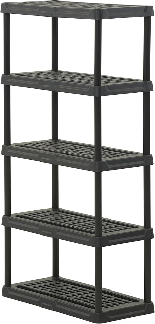 CENTREX 5-Tier Heavy Duty Plastic Storage Shelves for Garage, Black | Utility rack for garage, pantry, or closet organization, Easy assembly, 5 tier at 150lb/shelf, 72"H x 36"W x 18"D