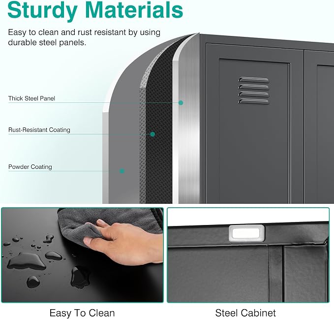 SISESOL Black Storage Cabinet,71" Tall Pantry Cabinet,Kitchen Pantry Storage Cabinets with 2 Doors and 5 Shelves,Wide Deep Metal Food Cupboard for Home,Kitchen,Dining/Living Room