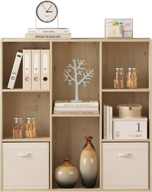 8 Cube Storage Organizer, Wooden Cube Shelves with Closed Back Panel, Reversible Bookcase, Cubes Closet Organizer for Home, Living Room, Kids Room, Office, Bedroom, Study, Hallway