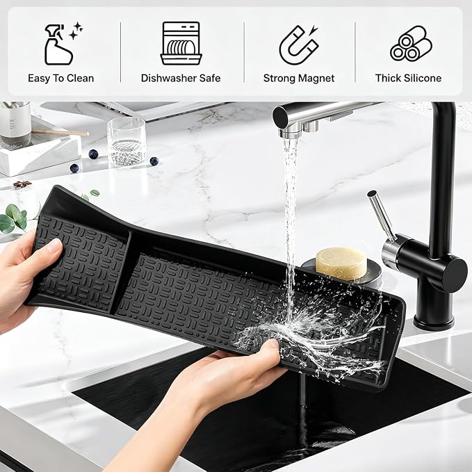 30" Magnetic Stove Top Shelf, Silicone Over the Stove Spice Rack Organizer | Heat Resistant Silicone, Anti-Rattle No-Scratch Range Shelf, 3 Functional Partitions Kitchen Storage for Spices