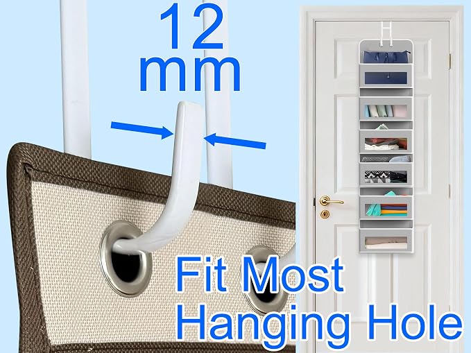 Double Over Door Steel Hooks 2 Pack Fit 1-3/8" Door 5.5" White | Plastic Coated Rubber Feel Towel Rack Robe Coat Shoe Wreath Hanger No Damage No Scratch for Bathroom Heavy Duty Thin Top