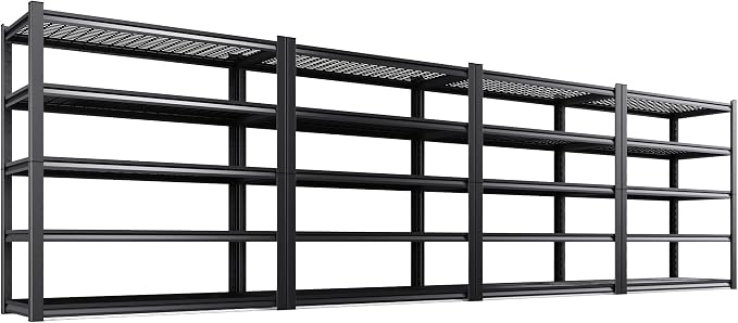 Set of 4 Heavy Duty Garage Shelving 5T Storage Shelves, Adjustable Metal Shelving Unit, Utility Garage Organizer Shelf for Basement, Pantry, Warehouse, Supermarket, 45.6" Wx17.7 Dx71.2 H