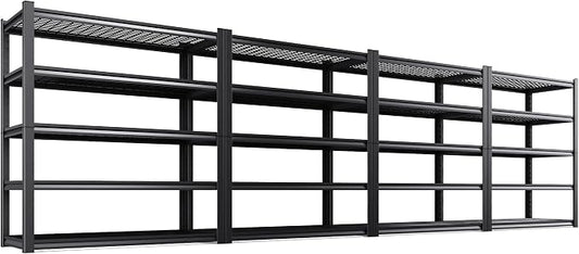 Set of 4 Heavy Duty Garage Shelving 5T Storage Shelves, Adjustable Metal Shelving Unit, Utility Garage Organizer Shelf for Basement, Pantry, Warehouse, Supermarket, 45.6" Wx17.7 Dx71.2 H