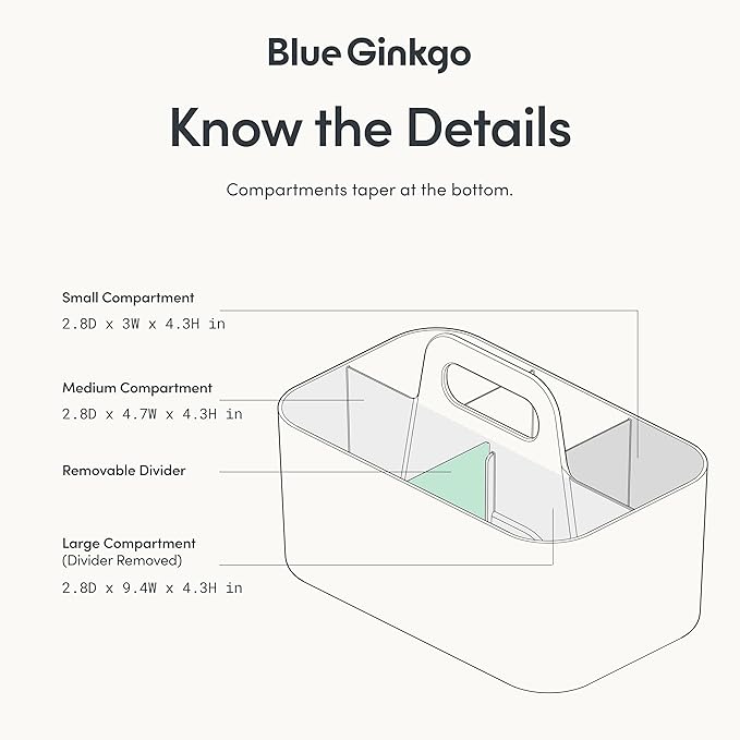 BLUE GINKGO Stackable Organizer Caddy, Rectangle, Dark Grey, Made in Korea | Portable. Adjustable. Home, Office & School Storage.