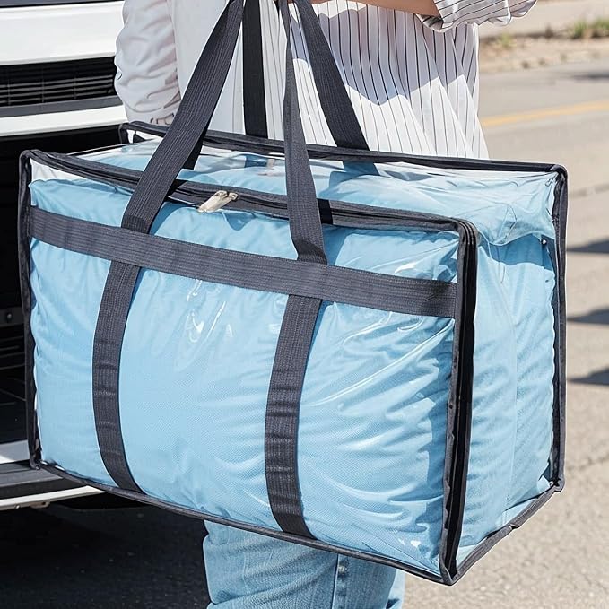 110L Large Capacity Clear Storage Bags with Zipper Comforter storage | Blankets, Bedding, Quilts, Pillows – Plastic Storage Bags for Organizing Seasonal Clothes and Household Items,3park