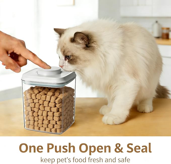 2 Pack Airtight Dog Food Storage Containers, 2.8 QT Each, One-Touch Pop Lids, BPA-Free | Clear Stackable Canisters for Pet Food & Cat Treats
