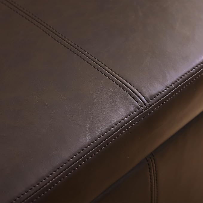 HUIMO Faux Leather Storage Ottoman Bench 50.3 Inch Extra Long PU Upholstered Bedroom Bench with Large Storage Space for The Living Room, Entryway, Bedroom Hold Up to 300lbs (Brown)
