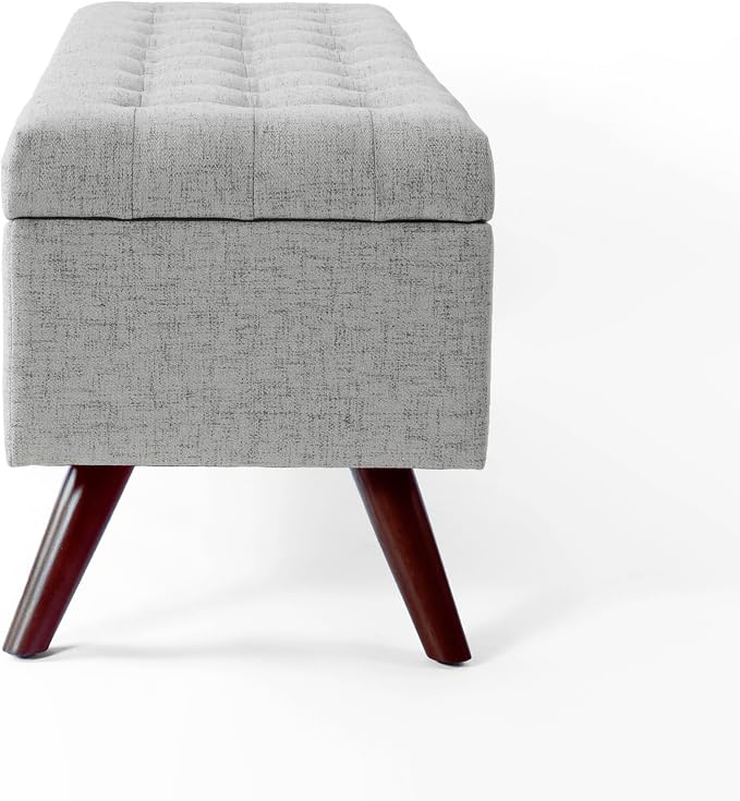 HomePop 48" Modern Tufted Storage Bench - Gray Woven