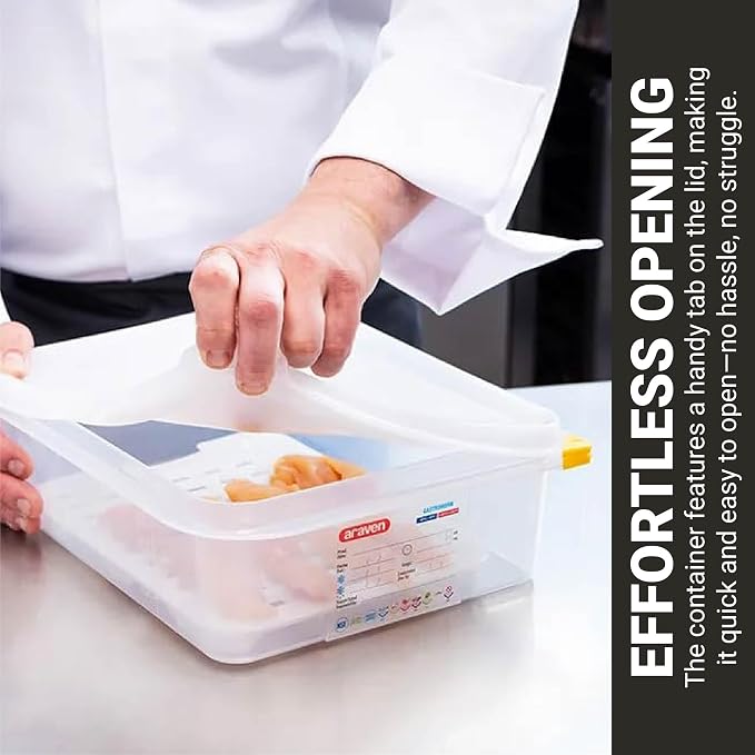 Araven Airtight Container, Food Pan with Lid for Storage in Kitchen and Restaurant, Full Size 2.5" Deep, 1 Count, Clear