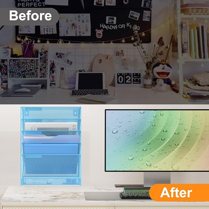 Kuntine.B Wall File Organizer Office Hanging Magazine Holder Wall File Organizer for Office Home