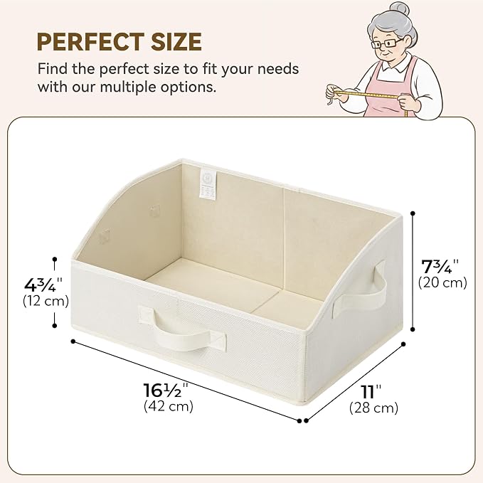 GRANNY SAYS Trapezoid Closet Storage Bins, Medium, Pearl White, 3-Pack | Closet Organizer Bins for Shelf, Closet Organizers and Storage for Purses, Clothes, Toys, Towels, 16½"Lx11"Wx7¾"H