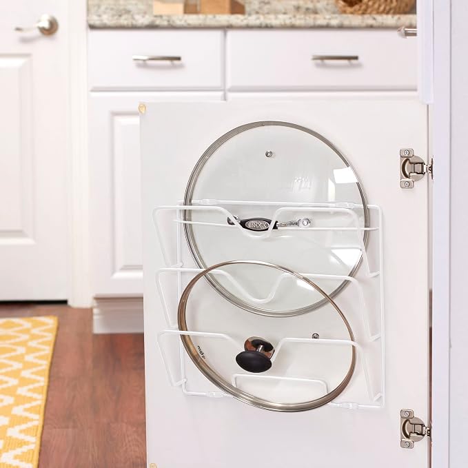 Household Essentials White Steel Door Mount Lid Rack