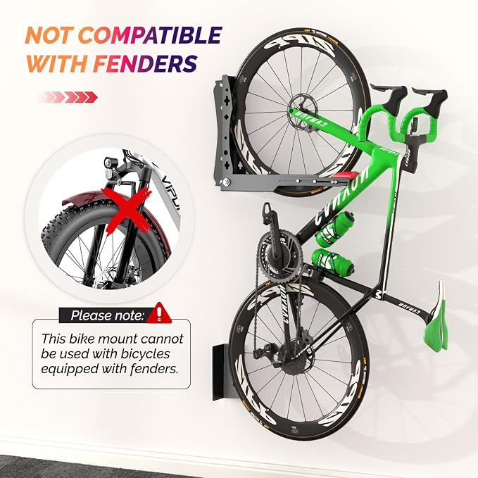 Swivel Bike Wall Mount, No Heavy Lifting Bike Wall Mount, Space-Saving Bike Rack Garage, Holds Up to 77 lbs, Vertical Bike Wall Hangers for Garage & Home Storage Solution, 2 Pack