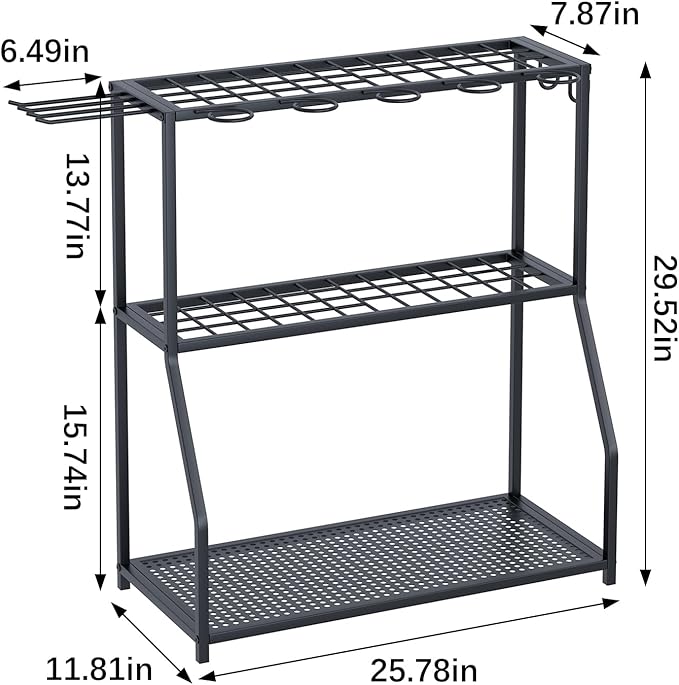 Organizer Yard Tool Storage Rack Garden Organizer Tool Holder | Shed Outdoor Black