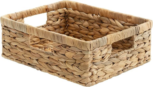StorageWorks Pantry Baskets, Wicker Storage Baskets for Organizing, Shelves, Pantry Organizers and Storage, Water Hyacinth, 13" L x 10¼"W x 4 ¾"H