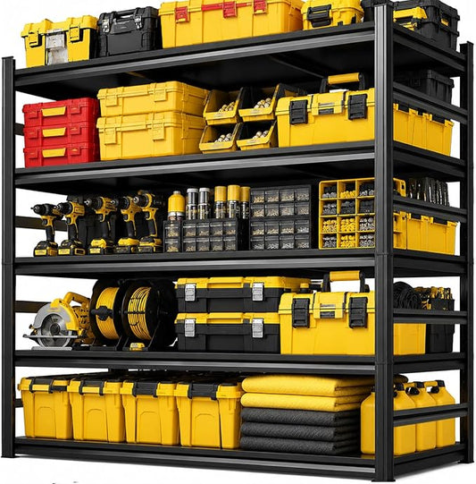 Garage Shelving, 3300 LBS Storage Shelves with Side Guard | 5-Tier Garage Storage Shelves,Adjustable Industrial Shelves with Thickened Double-Layer Posts for Garage 35×15×71in