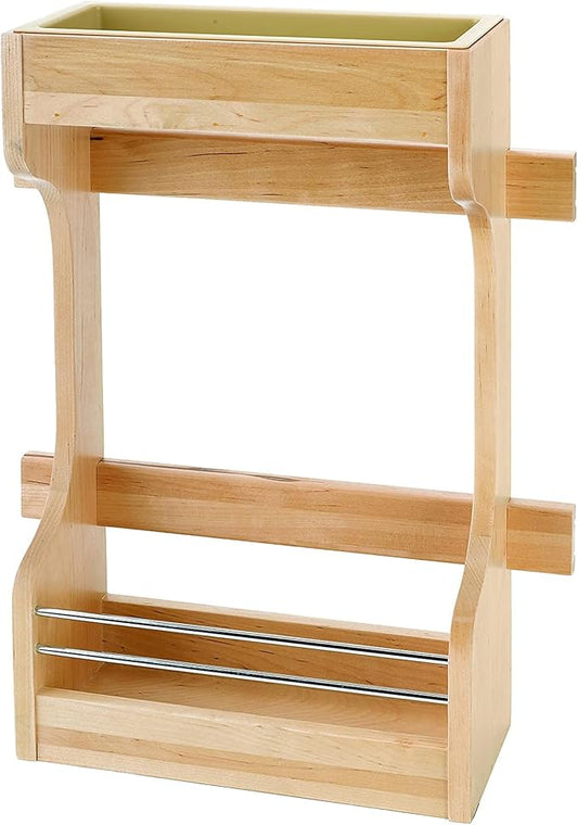 Rev-A-Shelf Dual Shelf Under Sink Organizer for Kitchen and Bathroom Cabinets, 36" Sink Base Vanity Storage, Inside Door Mount, Maple Wood, 4SBSU-18