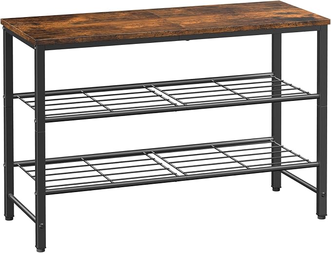 Kitsure Shoe Rack for Closet, Shoe Storage, 29.5" Wide - 3 Tier, Brown | Space-Saving Shoe Organizer with Leveling Feet, Sturdy & Rust-Proof Wooden Shoe Rack for Entryway, Bedroom, Living Room