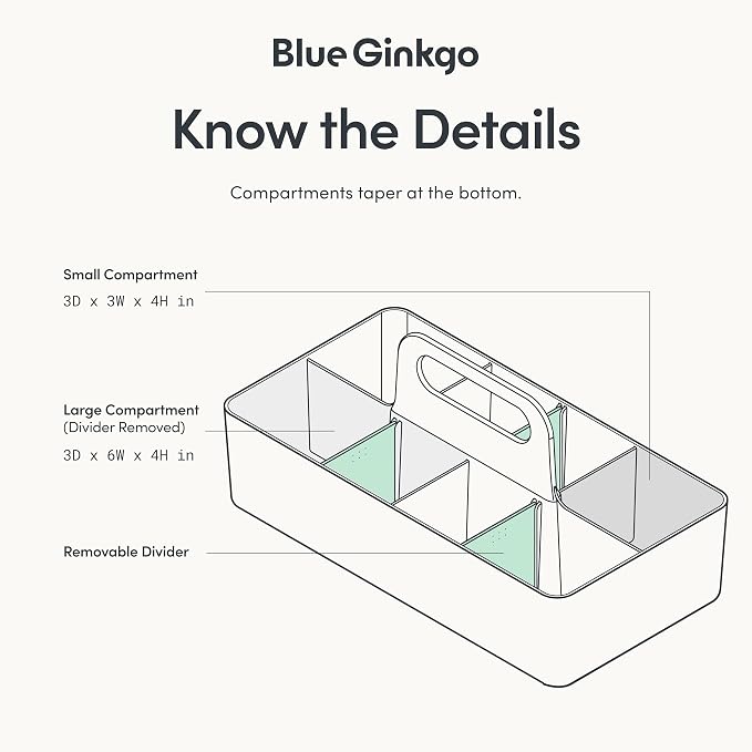 BLUE GINKGO Stackable Organizer Caddy, Long, Green, Made in Korea | Portable. Adjustable. Home, Office & School Storage.