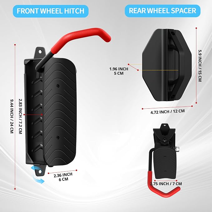 Swivel Bike Wall Mount, Bicycle Hangers For Garage, Metal Bike Rack Storage Holder Up To 70lbs, Red