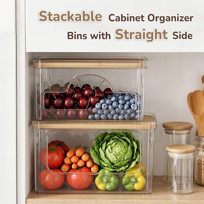 Hudgan Potato and Onion Storage Bin for Pantry Organizers Straight Side, Stackable, 2 Set