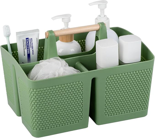rejomiik Plastic Shower Caddy, Portable Shower Basket with Handle, Green | Cleaning Caddy Organizer for Bathroom, College Dorm Room Essentials, Storage Tote