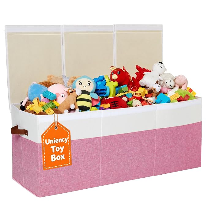 Extra Large Toy Box with Lid,Collapsible Toy Storage Chest Bin,Pink | 40"x14"x16",150L Large Capacity,Sturdy Kids Organizer,Toybox,Toy Bin for Boys & Girls,Living Room,Nursery,Bedroom,Playroom