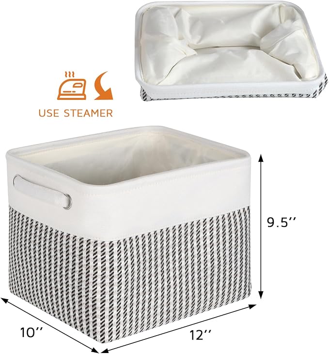 Foldable Storage Bin Collapsible Fabric Storage Basket Cube with Durable Handles Closet Organizer Bins for Organizing Shelves Drawers, Set of 3, 12" x 10" x 9.5", Houndstooth