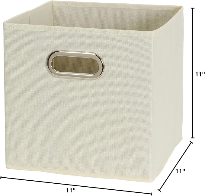 Household Essentials 82-1 Foldable Fabric Storage Bins |Set of 6 Cubby Cubes with Handles | Natural (Pack of 6)