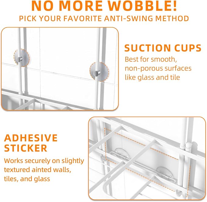Epicano Shower Caddy for Handheld Showerheads,Stainless Steel, White | Removable Hooks,Soap Holder & Toothbrush Holder, Rustproof, Anti-Swing, Holds Razor, Sponge, Soap, Toothbrush