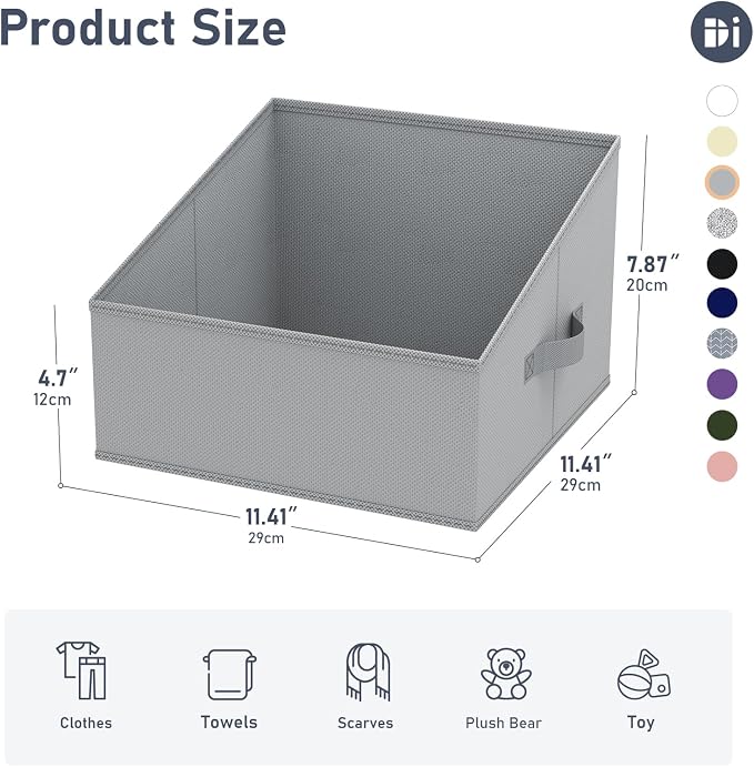 DIMJ Closet Storage Bins 8 Pack - Fabric Trapezoid Closet Organizer Bin, Foldable Storage Baskets for Shelves, Closet Shelf Organizer, Clothing Storage Box for Toys, Books, Towel, Clothes