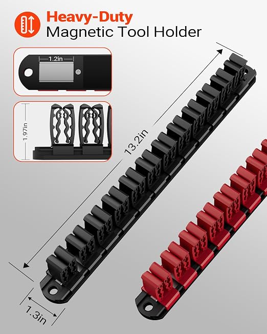 DEHOYI Magnetic Screwdriver and Wrench Organizer for Workshop, Garage | Heavy-Duty Tool Organizer with Magnet & Space-Saving Tool Holder | Gift for Mechanics (2 pcs)