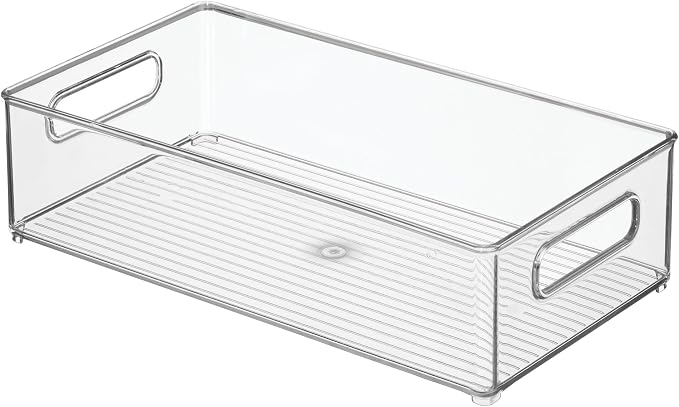 iDesign Stackable Fridge Bin, Clear, Set of 2 | Storage Bin for Freezer or Pantry, Made in USA