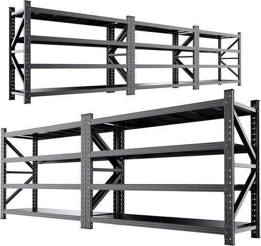 5-Pack 6000LBS Heavy Duty Garage Shelving for Large Garage & Warehouse Storage Organization, 4 Tier Adjustable Metal Storage Rack for Workshop, Basement & Storage Room, 79" W x 24" D x 74" H