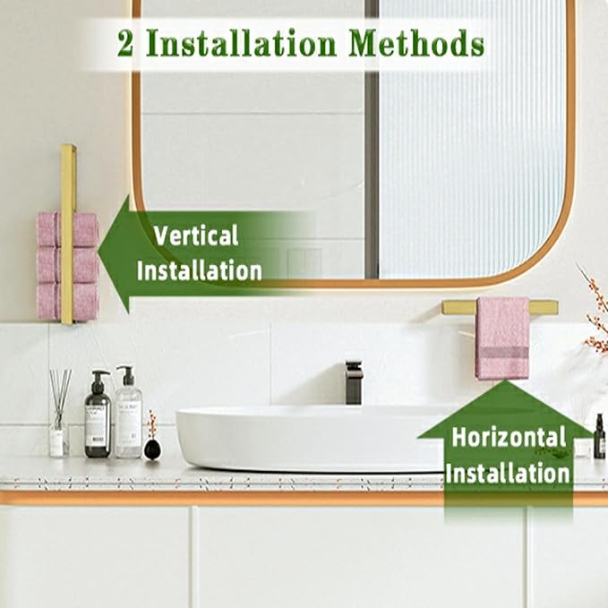 Alise Hand Towel Holder Towel Bar for Bathroom Wall Mounted 12 Inch,Gold | Towel Rack for Bathroom Lavatory,SUS304 Stainless Steel Towel Rail for Bath Kitchen Walls,Self-adhesive or Drilling Mount