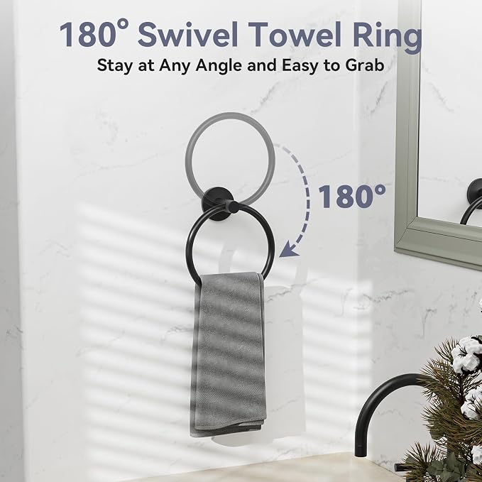 Bathroom Hardware Set, 18 Inch Matte Black Towel Bar Set, 4-Piece | Wall Mounted Bathroom Accessories, Towel Racks for Bathroom, Modern Towel Holder Set, Durable SUS304 Stainless Steel