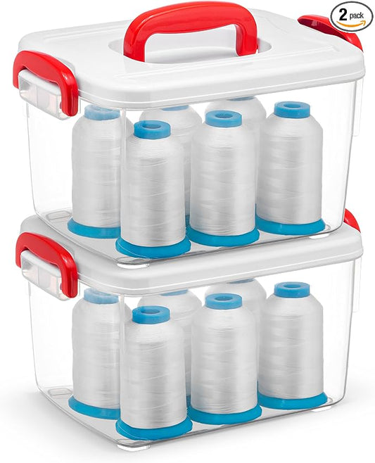 Tribello Clear Plastic Storage Bins with Lids and Handle Stackable Storage Bins, 5 Quarts - 2 Pack