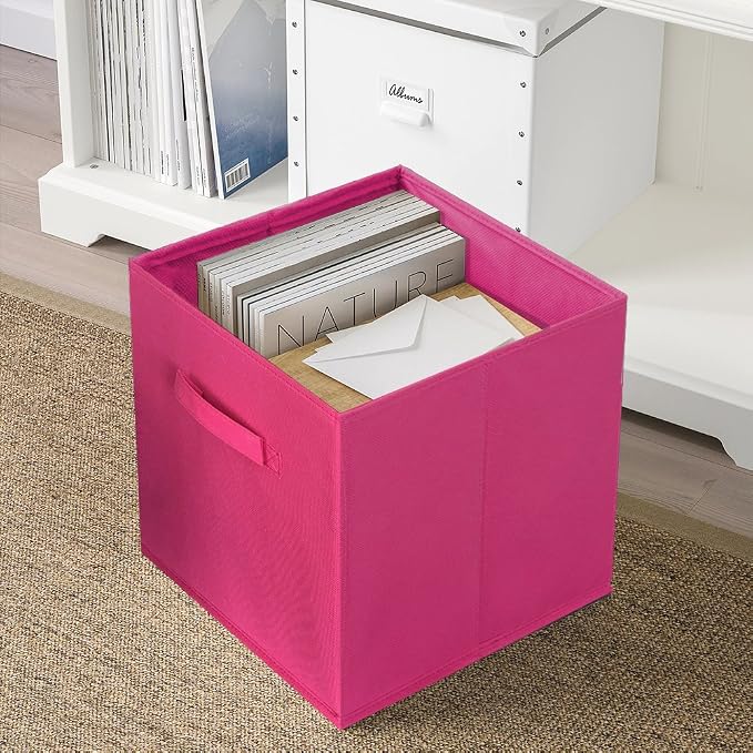 ShellKingdom Storage Bins, Foldable Fabric Storage Cubes And Cloth Organizer Drawer For Closet And Toys, 2 Pack (Fuchsia) | Storage Organizer For Closet And Toys, 10.5x10.5x11 INCH, 2 Pack (Fuchsia)