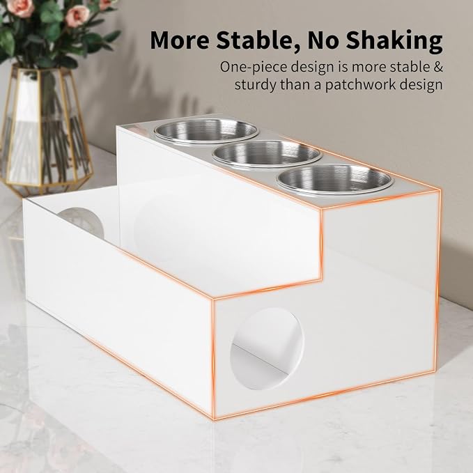 NIUBEE Acrylic Hair Tool Organizer,Hair Dryer Holder Countertop with 3 Cups | White, Hot Tools Organizer, Hair Blow Dryer Organizer for Curling Iron, Brush, Straightener, Makeup,Skincare,Vanity, Bathroom